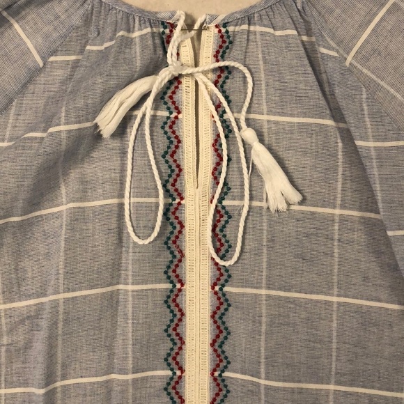 AQUA Blue and White Blouse with Embroidery Size M - Picture 2 of 6